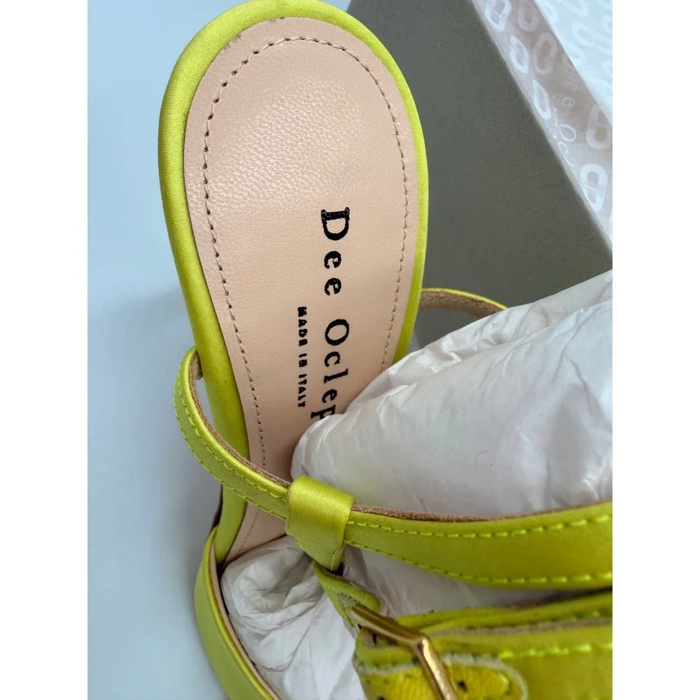 #B134 Dee Ocleppo Pumps Sz. 35 Lime Green NWB Satin Bow Stiletto Heel